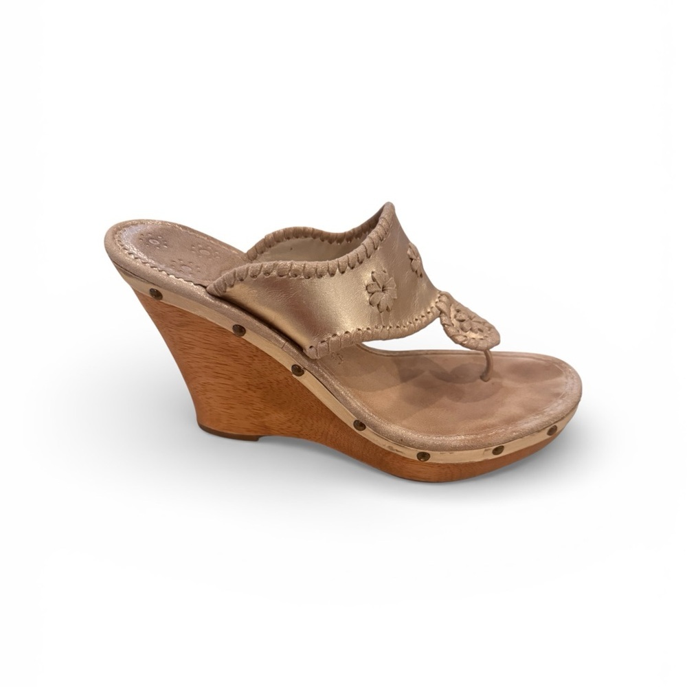 Jack Rogers Marbella Gold Wedge clog Sandals size 9